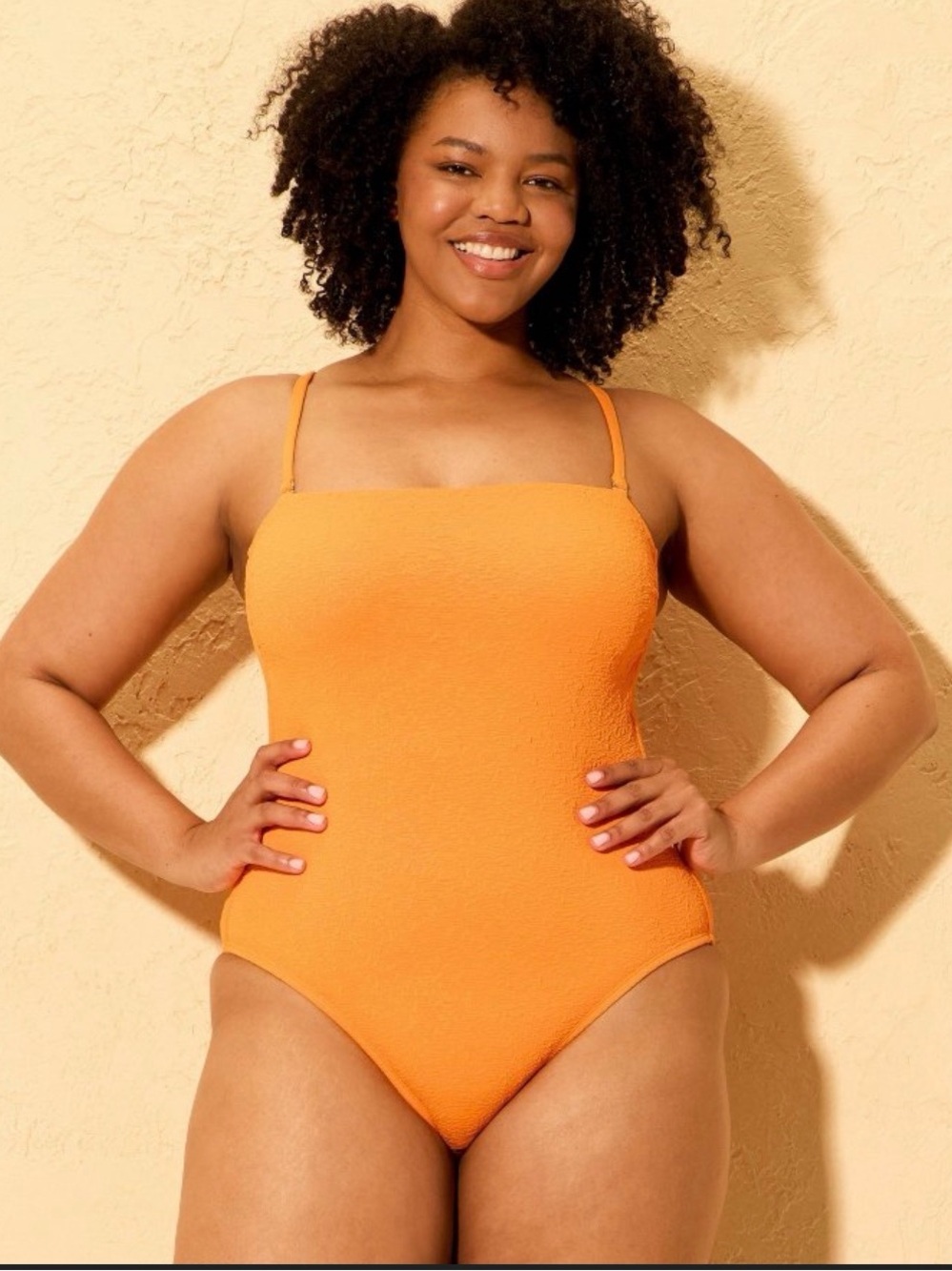 Shade & Shore Orange Bandeau One Piece Swimsuit -Size [M]